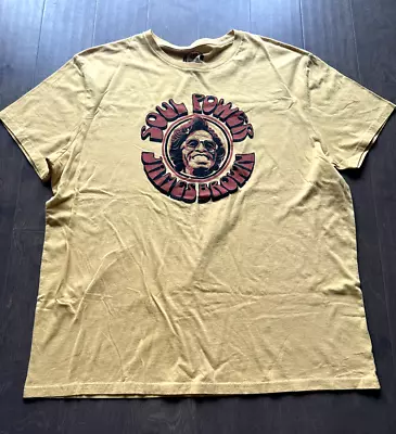 Lee T Shirt Short Sleeves  Soul Power Jsmes Brown  Yellow Cottton Men's 2XL • $13.99