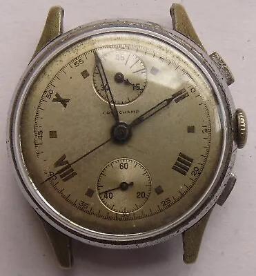  Longchamp  Chronograph Mens Wristwatch Nickel Chromiun Case Cal. Venus 170 • $250