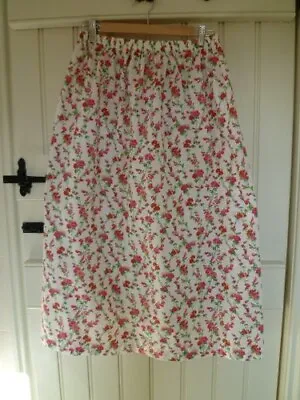 Liberty Print Floral Cotton Elasticated Waist Midi Skirt Small/medium • £15