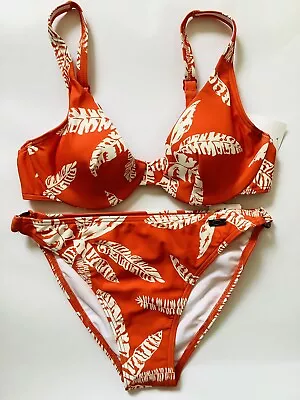 Naturana Underwired Triangle Bikini Set Size 10/32B Palm Print • £10