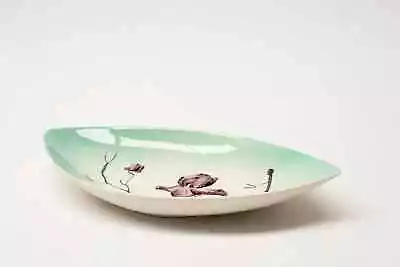 Carlton Ware 1950s Teal Magnolia Oval Bowl • $32