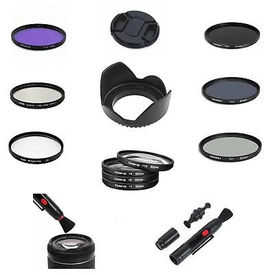 $61.59 • Buy 55mm Camera Bundle Lens Hood Cap UV CPL FLD ND Close Up Filter For Sony Lens