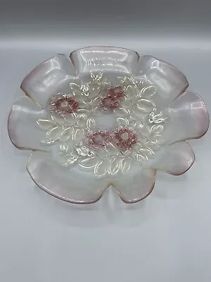 Mikasa Walther Crystal Rosella Pattern 12” Round Platter Serving Dish Pink Frost • $15