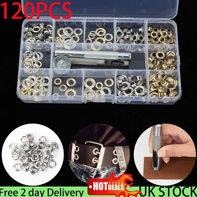£6.89 • Buy 120pcs Metal Grommets Kit Durable Clothing Eyelets Button Set Installation Tool