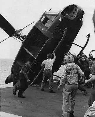 Helicopter Pushed Over Operation Frequent Wind 8 X 10  Vietnam War Photo 211 • $7.43