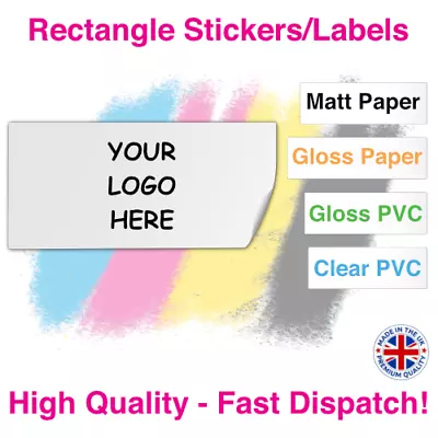 Custom Logo Printed Rectangle Stickers/Labels - Paper/Gloss/PVC/Clear • £76.94