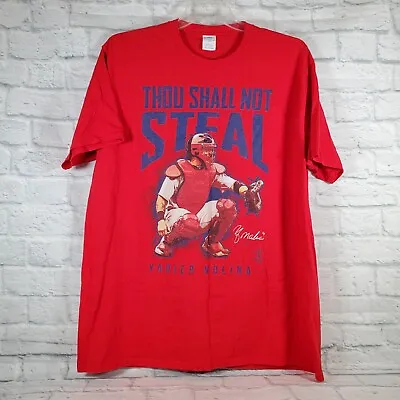 Yadier Molina Thou Shall Not Steal St Louis Cardinals Mens Red Shirt 2XL • $19.95