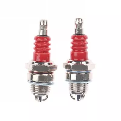 2 Pcs 3 Sided  L7TJC L7T Red 3 Electrode Spark Plug Chainsaw Mower Trimmer • £7.99