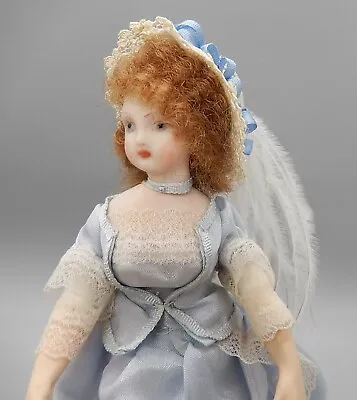 Vtg Beautiful Porcelain Victorian Woman Doll Artisan Dollhouse Miniature 1:12 • $49.99