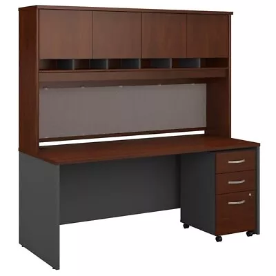 Series C 72W X 30D Desk With Hutch And Mobile File Cabinet In Hansen Cherry • $1344.99