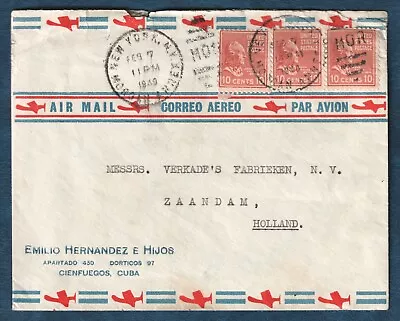 US 1940 Prexie Airmail Cover To Holland NY Under Cover Post Office Habana C.ba • $65