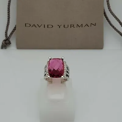 David Yurman Sterling Silver 16x12mm Tourmaline & Diamond Wheaton Ring Size 7 • $275