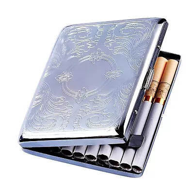 1pcs Silver Cigarette Case Box Metal Cigarette Case For Men Can Holds 20 Cigaret • £7.19