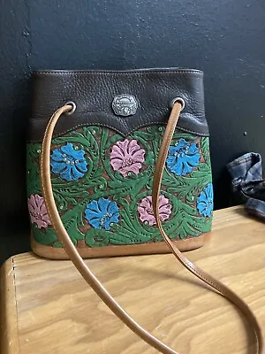 Montana Silversmiths Leather Vintage Bag Flowers Floral Green Pink Blue(G) • $130