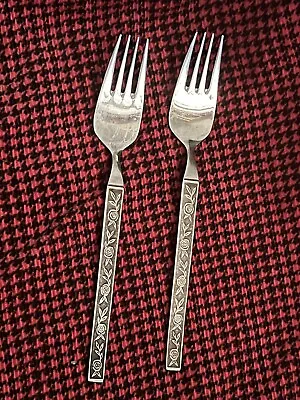 Vintage MEXICALY ROSE Interpur Japan Stainless Silverware Flatware Dinner Forks • $10.25