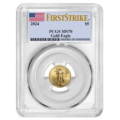 2024 $5 American Gold Eagle 1/10 Oz PCGS MS70 FS Flag Label • $359