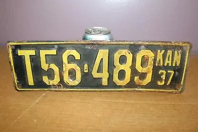 Original Paint Vintage 1937 Kansas Embossed Metal License Plate Rat Rod • $59.95