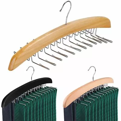 $6.69 • Buy 24 Hooks Wooden Belt Hanger Tie Scarf Holder Closet Organizer Rack Hanger 16inch