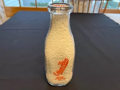 Ethan Allen Creamery Quart Glass Milk Bottle Essex Junction Vermont Orange Pyro • $13.95