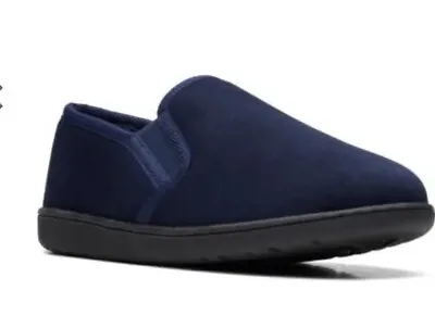 Clarks Buke Ease Mens Dark Slip On Slippers House Navy  Shoes Uk 11 G /46 • £22