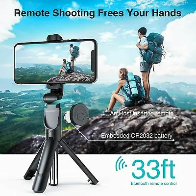For IPhone Samsung Telescopic Selfie Stick Bluetooth Tripod Monopod Phone Holder • £5.99
