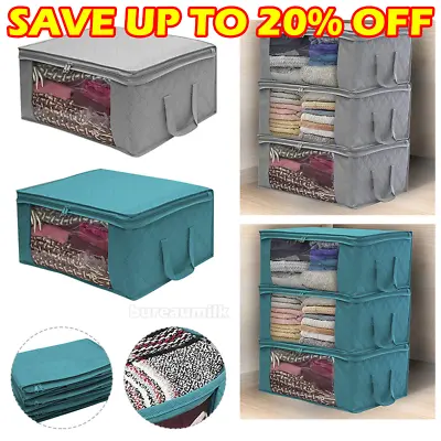 £6.59 • Buy 1/3PCS Clothes Storage Bags Ziped Underbed Cube Wardrobe  Closet Organizer#Boxes