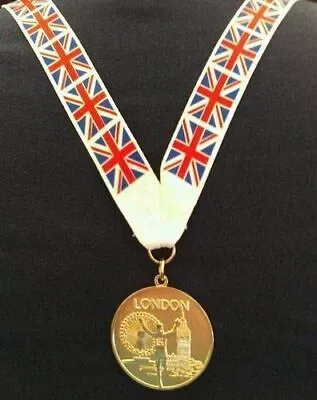 £3.99 • Buy London 2012 Olympics Style Gold Medal With Lanyard UNION JACK UNITED KINGDON