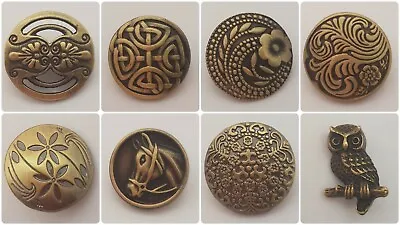 Bronze Metal Buttons – Shank Cardigan Flower Celtic Owl Elephant Cutout Uk • £2.95