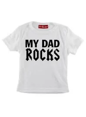 Darkside Clothing 6-12 Months DAD ROCKS White 100% Cotton T-shirt BNWT AC/DC • £5.59