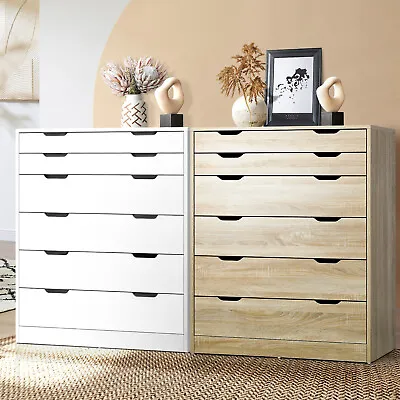 Oikiture 6 Chest Of Drawers Dresser Table Tallboy Storage Cabinet Bedroom • $185.90