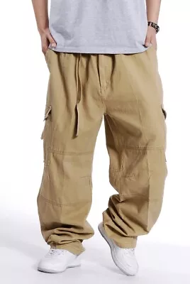 Mens Cargo Baggy Athletic Sweatpants Plus Winter Hip Hop Loose Pants Trousers • $28.29