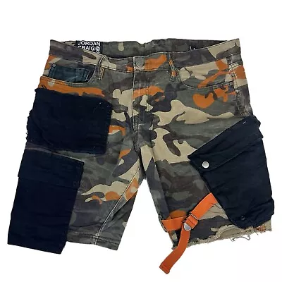 Jordan Craig Camo Cargo Shorts Pockets Cut & Sew Style Size 36 • $24.99