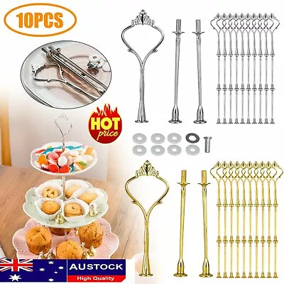 How To Make 3 Tier Vintage Wedding Cake Plate Tiered Stand DIY HEAVY Fitting AC • $23.92