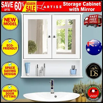 Storage Cabinet With Mirror Bathroom Tallboy 2 Door Shaving Medicine Cabinet • $77.66