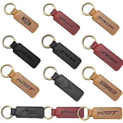 Leather Motorcycle Key Ring Keychain For BMW Yamaha Honda Triumph Kawasaki Logo • £13.82