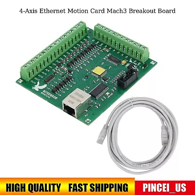 4-Axis Ethernet Motion Card Mach3 Breakout Board CNC Controller Board Pe66 • $58.12