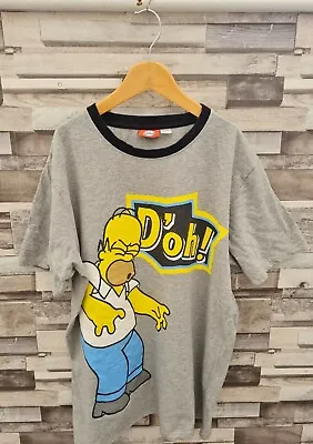 Mens 90's Novelty Grey Homer Simpson Doh Graphic Cotton Pullover Tshirt Top L • £7.99