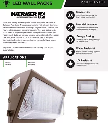 Werker Led Wall Pack Light 6650 Lumens • $80
