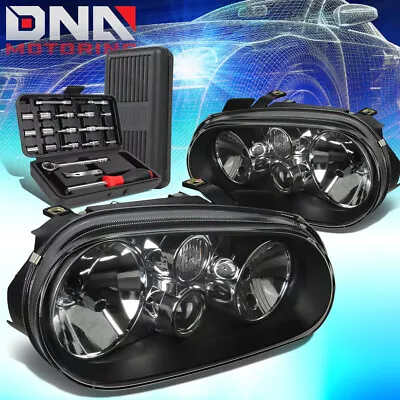 For 1999-2006 Volkswagen Jetta Cabrio Crystal Projector Headlights+tools Black • $105.99