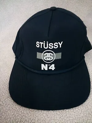 Stussy No4 Navy Blue 100% Nylon Adjustable Snapback Cap With Chin Strap. • $22.95