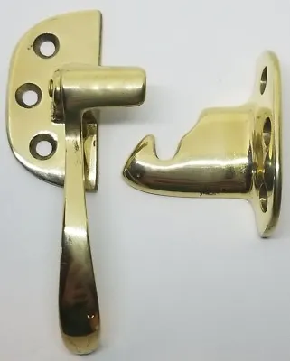 LEFT HAND SOLID BRASS Ice Box Latch 3/8  Off Set Antique Vintage Retro Solid Han • $15