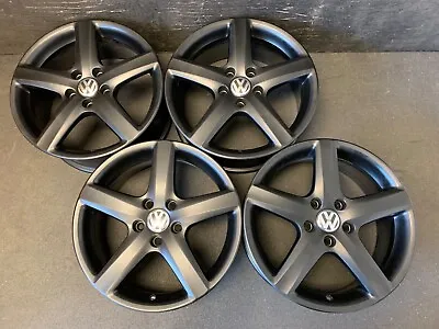 $895 • Buy (4) VW Volkswagen Jetta GLI Black Powder Wheels Rims + Caps 17  Hol.69912