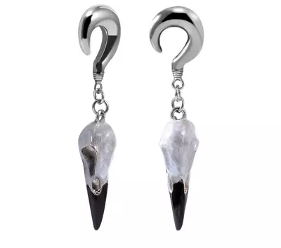 Pair Bird Skull Hook Ear Weights Ear Hangers Ear Gauges Ear Tunnels Body Jewelry • $16.14