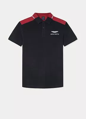 Hackett AMR Aston Martin Classic Fit Short Sleeved Polo Black/Red • £39.99