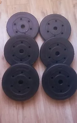 £50 • Buy Pro Power-bundle Of 6 Pieces 5 Kg Each Vinyl Weight Plates, 1 Inch Hole Diameter