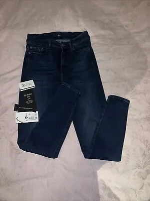 7 For All Mankind Womens Jeans Aubrey Dark Blue Size 30 Slim Illusion High Waist • £9