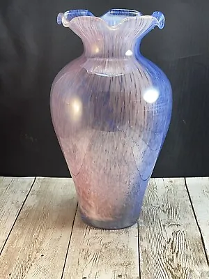 Art Glass Vase Pink Blue 8 Inches Lavorazione Arte Murano • $28