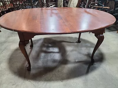 Queen Anne Style Solid Cherry Dining Table With Trifold Paw Feet & 2 Leaves • $599