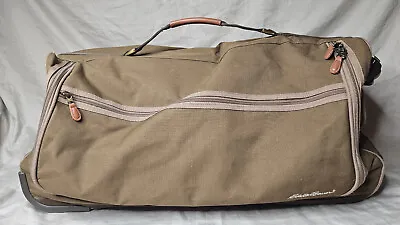 Eddie Bauer Rolling Duffle Bag Green Travel Luggage Large Bag Shoulder Strap • $55.97