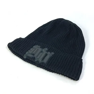 VERSACE Leather Logo Beanie Hat Knit Hat Knit Cap Knit Hat Cotton Black • $305.80